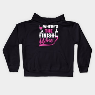 Where Is The Finish Wine  Runner Marathon Kids Hoodie